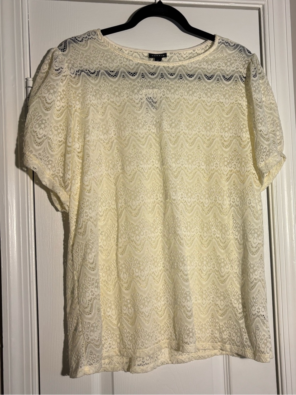 BNWT Torrid Cream Lace Short-Sleeve sheer top size 2